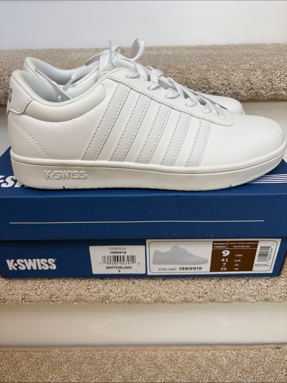 K-Swiss Men's White Leather Court Sneakers